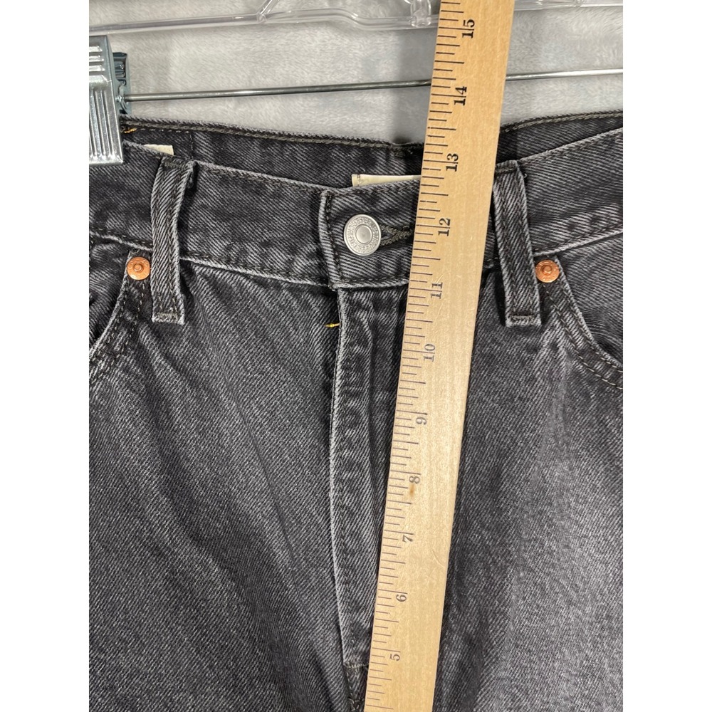 Levis Ribcage Wide Leg Jeans Washed Black High Rise Denim 29x32 A6081-0001 - Picture 10 of 11